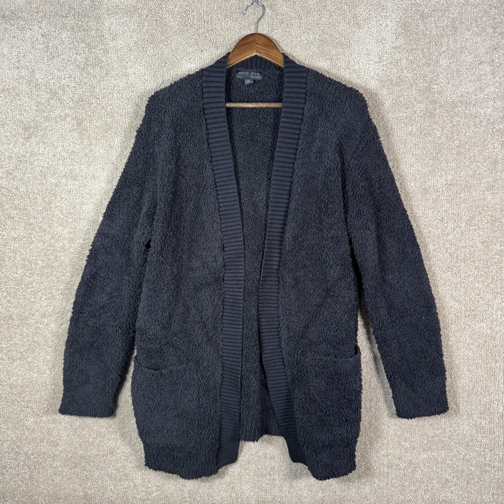 Barefoot Dreams Cardigan Sweater Womens Medium Black CozyChic Knit Open Front